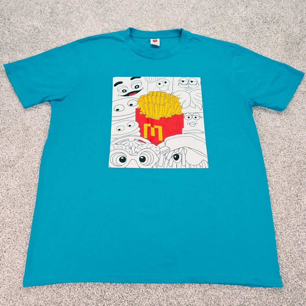 McDonalds Collectors Edition T-Shirt Mens XL Teal Blue French Fries Grimace